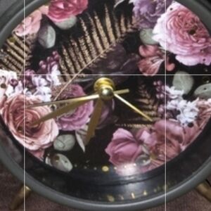 Floral Black and Gold Vintage Alarm Clock